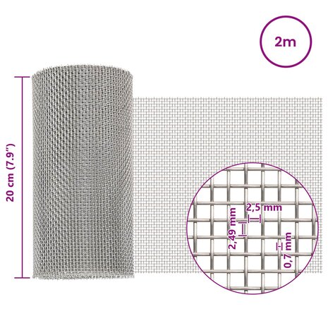 Gaas Scherm 20 x 200 cm 8 Mesh RVS 201 Zilverkleurig 6