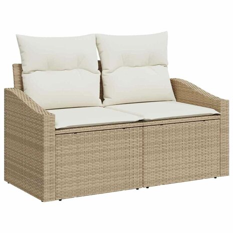 Bankstel met kussen met opslag 4 pcs Beige poly rattan 4