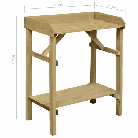 Oppottafel 75x40x90 cm ge&iuml;mpregneerd grenenhout 7