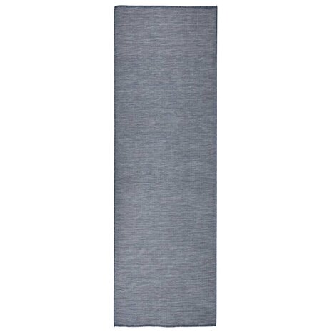 Buitenkleed platgeweven 80x250 cm blauw 1