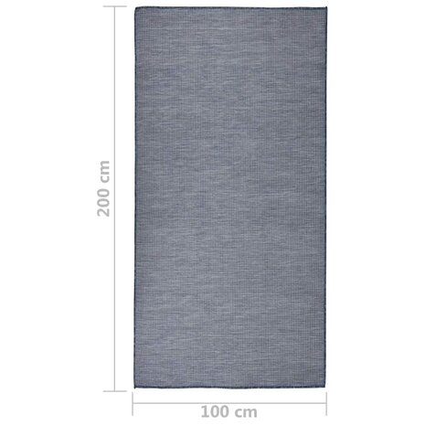 Buitenkleed platgeweven 100x200 cm blauw 6