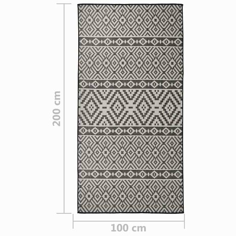 Buitenkleed met patroon platgeweven 100x200 cm zwart 6