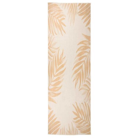 Buitenkleed met bladpatroon platgeweven 80x250 cm 1