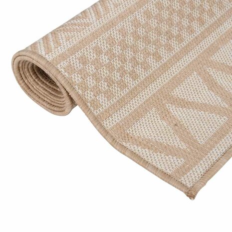 Buitenkleed met patroon platgeweven 80x250 cm bruin 3