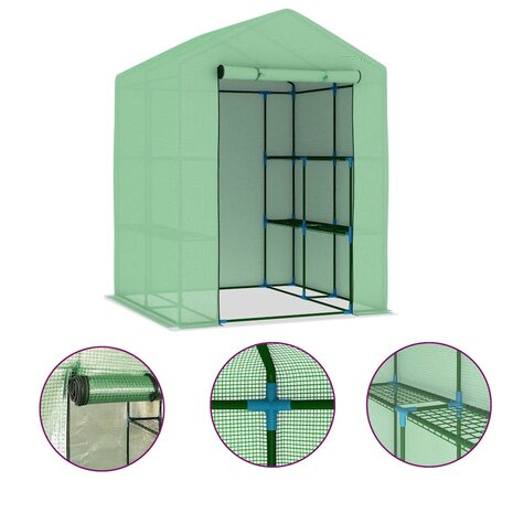 Tuinkas met schappen 143x143x195 cm staal 2