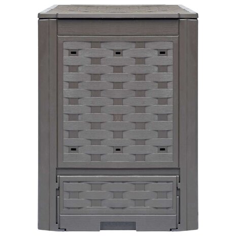 Compostbakken 2 st 600 L 60x60x83 cm kunststof rattan bruin 2