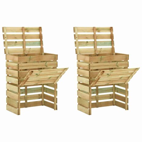 Tuincompostbakken 2 st 80x50x100 cm ge&iuml;mpregneerd grenenhout 1