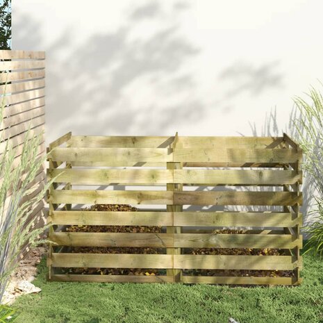 Compostbak met latten ge&iuml;mpregneerd grenenhout 180x90x90 cm 1