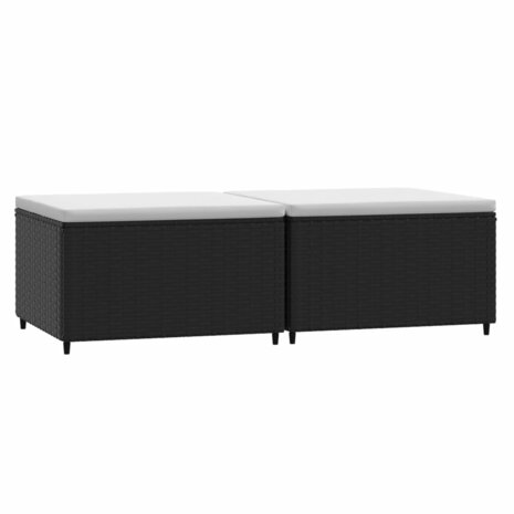 Voetensteunen 2 st met kussen poly rattan zwart 2