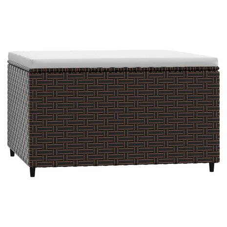 Voetensteun met kussen poly rattan bruin 2