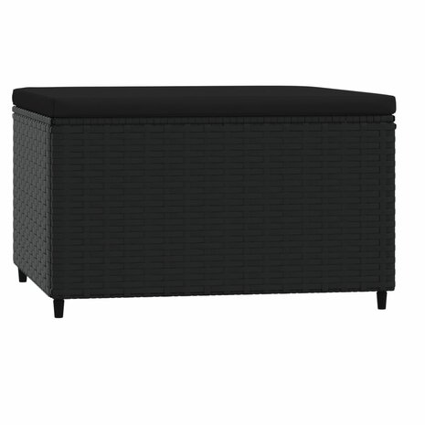 Voetensteun met kussen poly rattan zwart 5