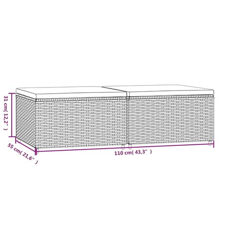 Voetensteunen 2 st met kussens poly rattan zwart 8