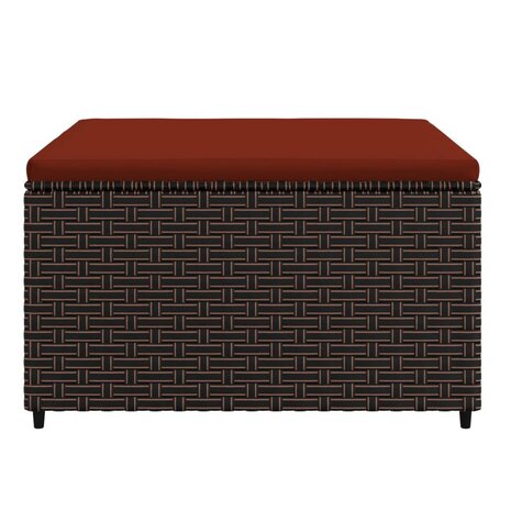 Voetensteun met kussen poly rattan bruin 3