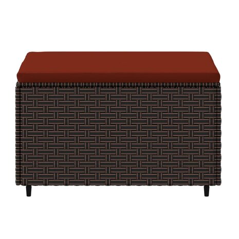 Voetensteun met kussen poly rattan bruin 4