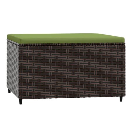 Voetensteun met kussen poly rattan bruin 2