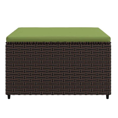 Voetensteun met kussen poly rattan bruin 3