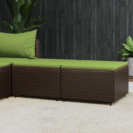 Voetensteunen 2 st met kussens poly rattan bruin 1