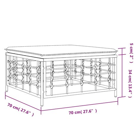 Tuinvoetenbank met donkergrijs kussen poly rattan 7