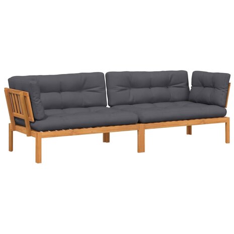 Tuinhoekbanken 2 st pallet met kussens massief acaciahout 2