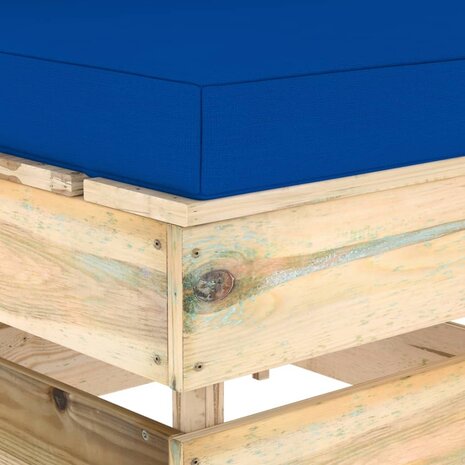 Middenbank sectioneel met kussens groen ge&iuml;mpregneerd hout 5