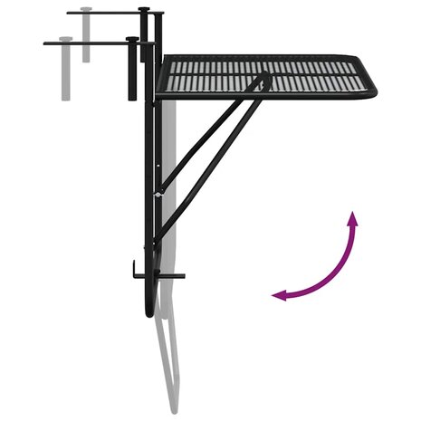 Balkontafel 60x40 cm staal zwart 9