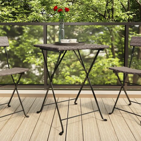 Bistrotafel inklapbaar 55x54x71 cm poly rattan grijs 1