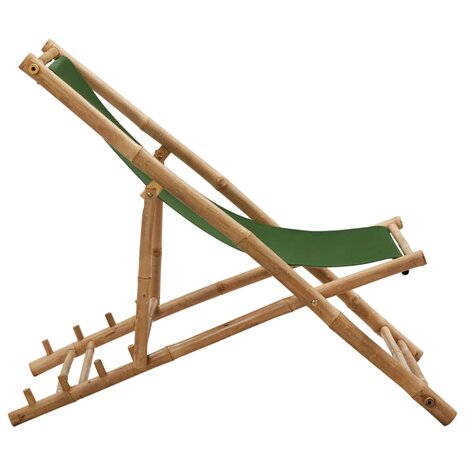 Ligstoel bamboe en canvas groen 3