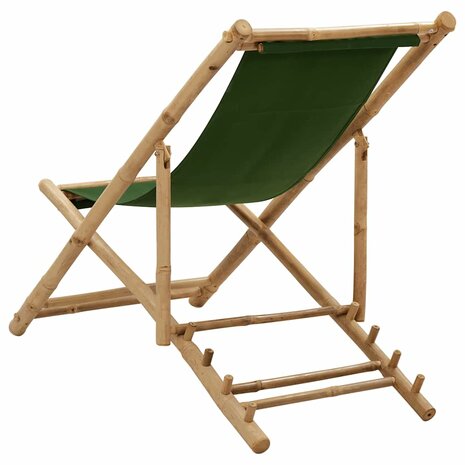 Ligstoel bamboe en canvas groen 4