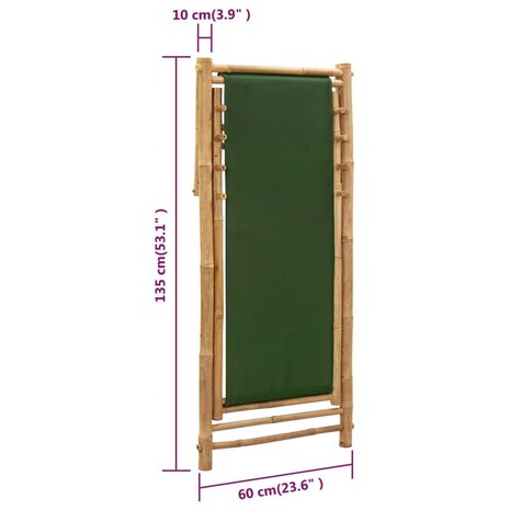 Ligstoel bamboe en canvas groen 9
