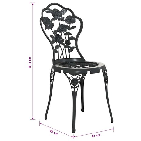 Bistrostoelen 2 st gietaluminium zwart 7