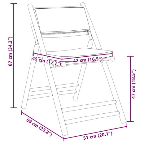 Bistrostoelen 4 st inklapbaar met kussens bamboe cr&egrave;mewit 9