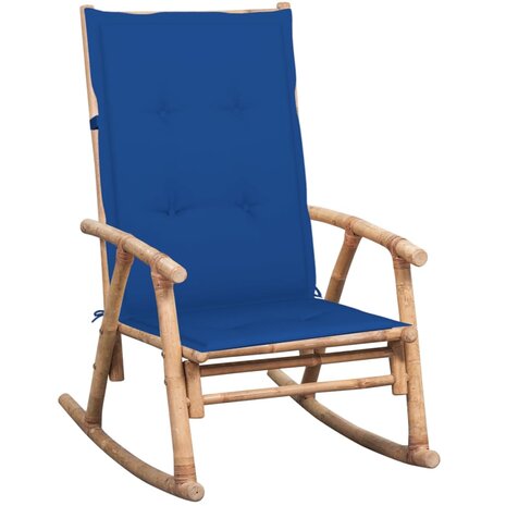 Schommelstoel met kussen bamboe 1