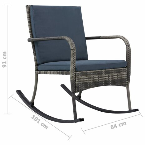 Tuinschommelstoel poly rattan antraciet 7