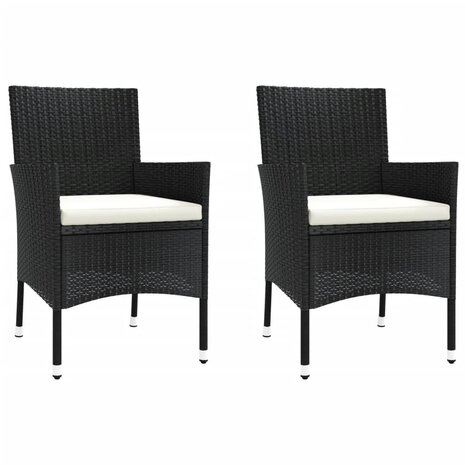 3-delige Bistroset met kussens poly rattan zwart 4