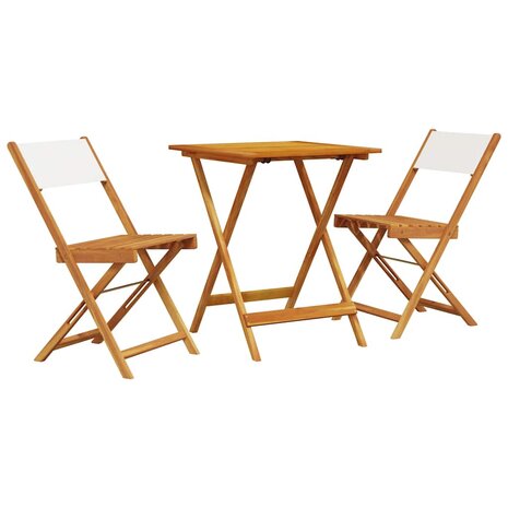 3-delige Bistroset stof en massief hout cr&egrave;mewit 2