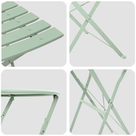 Vouw Bistroset 3 pcs Sea foam Staal 8
