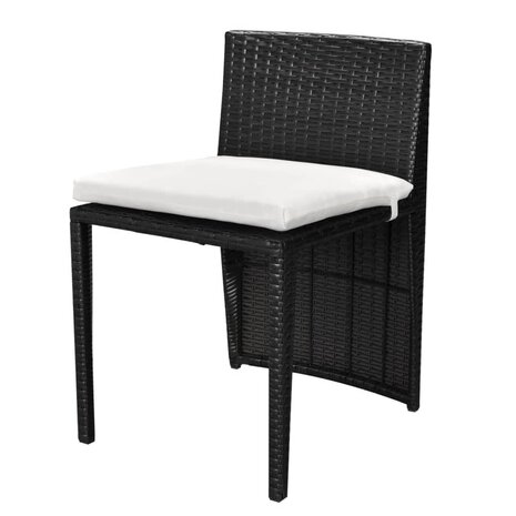 3-delige Bistroset met kussens poly rattan zwart 6