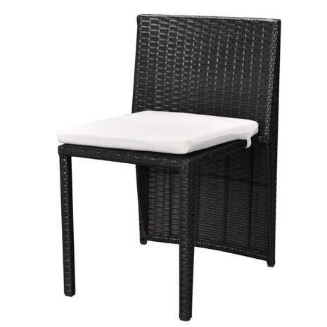3-delige Bistroset met kussens poly rattan zwart 7
