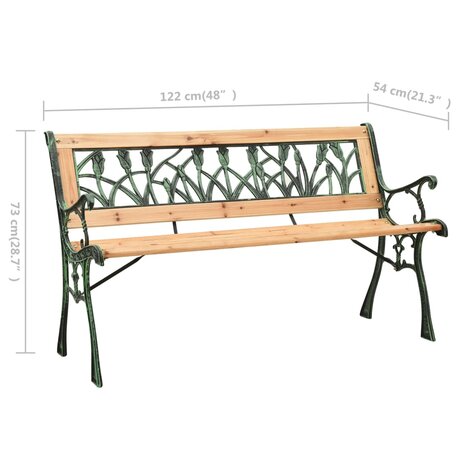 Tuinbank 122 cm gietijzer en massief vurenhout 6