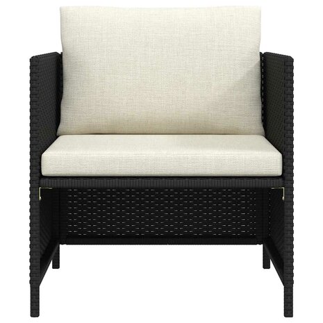 Tuinbank met kussens poly rattan zwart 4
