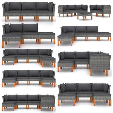 Tuinbank poly rattan en massief eucalyptushout 7