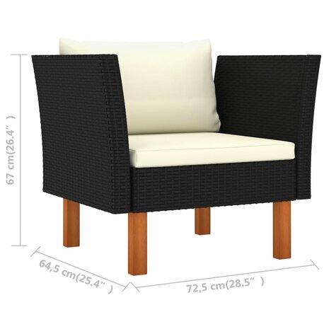 Tuinbank poly rattan en massief eucalyptushout 6