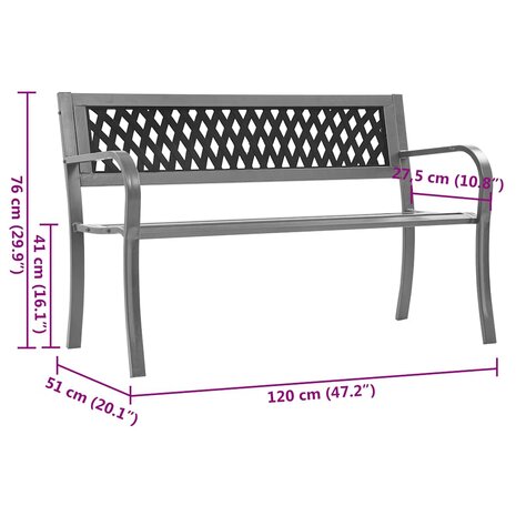 Tuinbank 120 cm staal zwart 8