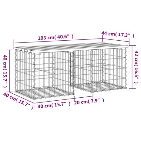 Tuinbank Schanskorfontwerp 103x44x42 cm massief grenenhout 8