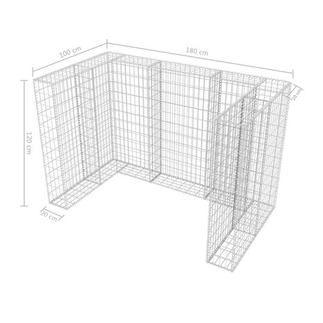 Schanskorf dubbele vuilnisbak ombouw 180x100x120 cm staal  8