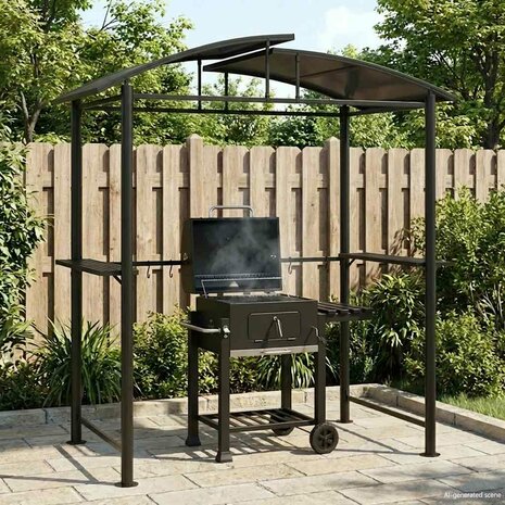 Barbecue-overkapping 210x114x230 cm staal antracietkleurig 1