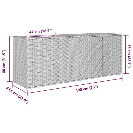 Tuinkast Zwart 198x55,5x80 cm Poly Rattan 8