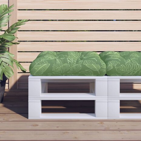 Palletkussen bladpatroon 50x50x12 cm stof 1