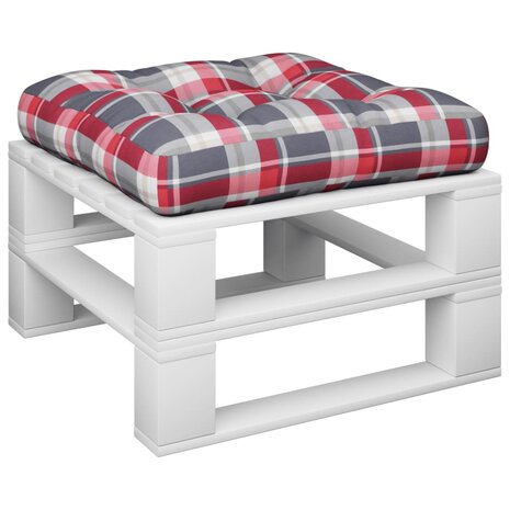 Palletkussen 60x60x12 cm stof ruitpatroon rood 3