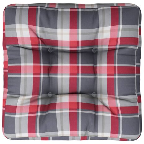 Palletkussen 60x60x12 cm stof ruitpatroon rood 6